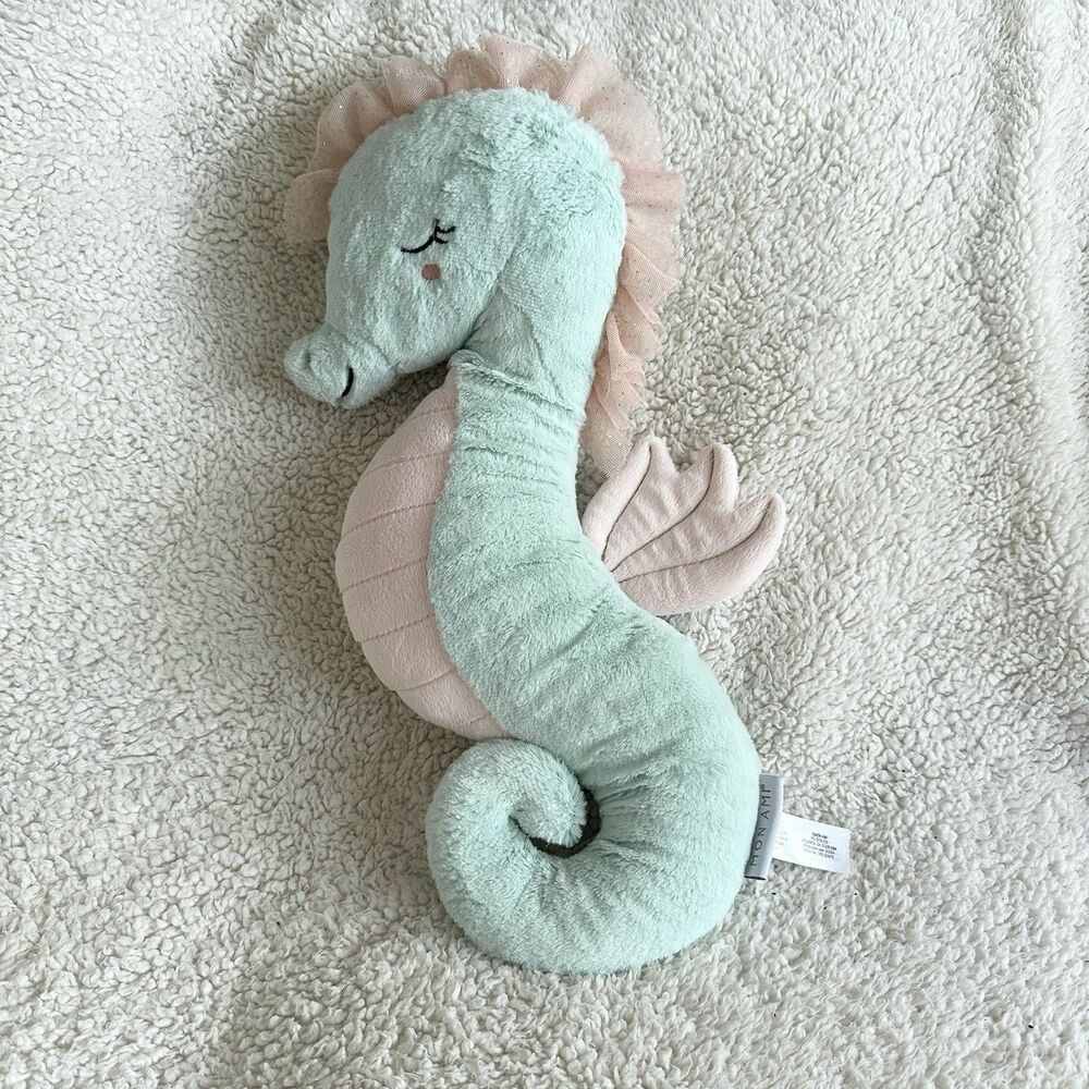 Mon Ami Design Seahorse Plush Green Pink 17” Stuffed Animal Ocean Toy